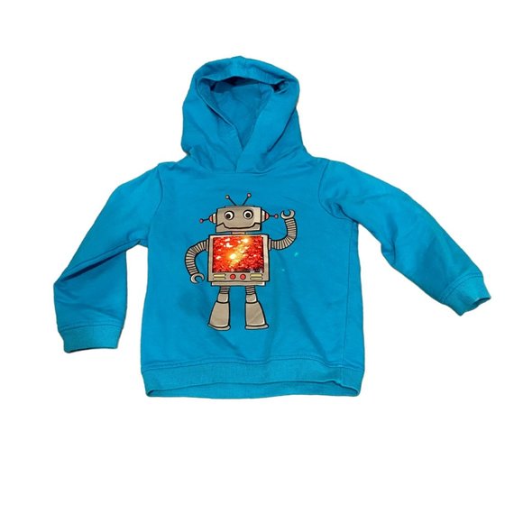 Kidgets Blue robot hoodie with changing sequine pattern size 24 Month kids - Picture 1 of 8